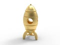 3D render - golden rocket with a cutout