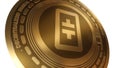 3D Render Golden Theta Cryptocurrency Coin Symbol Close up View