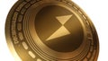 3D Render Golden THORchain RUNE Cryptocurrency Coin Symbol Close up