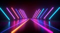 3d render, gradient glowing neon arrows, abstract wide background, direction concept, Generative AI Royalty Free Stock Photo