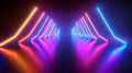 3d render, gradient glowing neon arrows, abstract wide background, direction concept, Generative AI Royalty Free Stock Photo