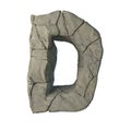 3D render of a gray broken stone forming the letter D isolated on a white background Royalty Free Stock Photo
