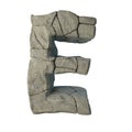3D render of a gray broken stone forming the letter E isolated on a white background Royalty Free Stock Photo