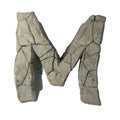 3D render of a gray broken stone forming the letter M isolated on a white background Royalty Free Stock Photo