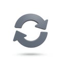 3D Render Gray Circular Arrows Refresh Icon Symbol web loop sign reload repeat update design button
