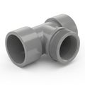 Gray PVC Pipe Fitting Tee Connector with Male Threaded End plumbing Royalty Free Stock Photo