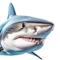 3D render of a great white shark isolated on white background.AI generated