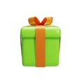 3d render green gift box in clay style