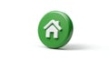 3D Green Home Button Icon Modern House Symbol on Circular Pad Royalty Free Stock Photo