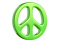 3D render of green Peace sign on isolated white.