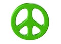 3D render of green Peace sign on isolated white. Royalty Free Stock Photo