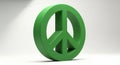3D Render of a Green Peace Symbol Icon sign Royalty Free Stock Photo