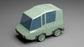 3d render green small cartoon car on a gray