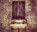 Sink and Mirror in an Abandoned Toilet Royalty Free Stock Photo