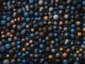 3d render of a group of blue balls on black background