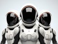 3d render of a group of robots with heads together isolated on gray background Generative AI