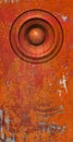 3d render grunge orange old speaker sound system