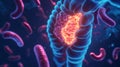 3D Render of Gut Bacteria Inside Female Digestive System Anatomy Royalty Free Stock Photo