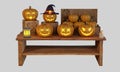 3D Render Halloween pumpkin isolate with latern and candle Royalty Free Stock Photo
