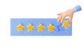 3D render of hand adding or removing rating star