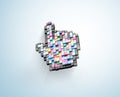 3D render hand colorful cursor computer mouse on light blue background. File contains a path to isolation hand. Royalty Free Stock Photo