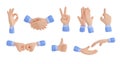 3d render hand gestures ok, business handshake