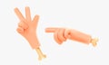 3d render hand gestures, palm with bone pointing Royalty Free Stock Photo