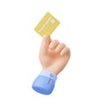 3d render hand hold gold credit card Illustration Royalty Free Stock Photo