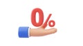 3D Render of a Hand Presenting Zero Percent Royalty Free Stock Photo