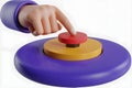 3D Render of a Hand Pressing a Red Button on a Multi-Layered Device Royalty Free Stock Photo