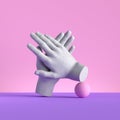 3d render, hands isolated on pink background. Applause gesture. Minimal fashion concept, mannequin body parts.