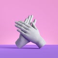 3d render, hands on pink background. Applause gesture. Minimal fashion concept, mannequin body parts. Limb prosthesis