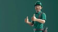 3D render of a happy construction worker giving thumbs up. ideal for marketing and training materials. digital Royalty Free Stock Photo
