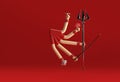 3D Render Happy Durga Puja Background Goddess Durga Festival Woman Hand with Sword and Triden