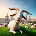 3D Render of A Happy Goat Celebrating Eid Al Adha Feast