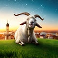 3D Render of A Happy Goat Celebrating Eid Al Adha Feast