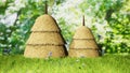 3D render - The haystack is located on tree background, Straw