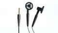 headphone and black Audio jack cable isolated on white background Royalty Free Stock Photo