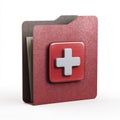 3D render of healthcare document folder isolated on white background, realistic paper and plastic Royalty Free Stock Photo