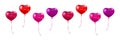 3d render heart balloon set. Red, pink, purple realistic balls. Happy Valentines Day background. Glossy bubble with Royalty Free Stock Photo