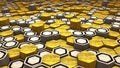 3D render Hexagon abstract geometric random waving background