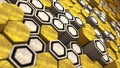 3D render Hexagon abstract geometric random waving background