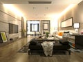 3d render of home interior, living room