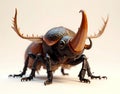 3D Render of Horned Beetle with Realistic Texture Royalty Free Stock Photo