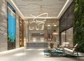 3d render of hotel lobby