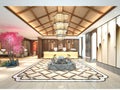 3d render of hotel lobby