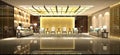 3d render of luxury hotel reception Royalty Free Stock Photo