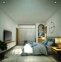 3d render hotel room