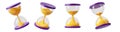 3D render hourglass, sand clock, time icons set