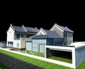 3d render of house exterior view Royalty Free Stock Photo